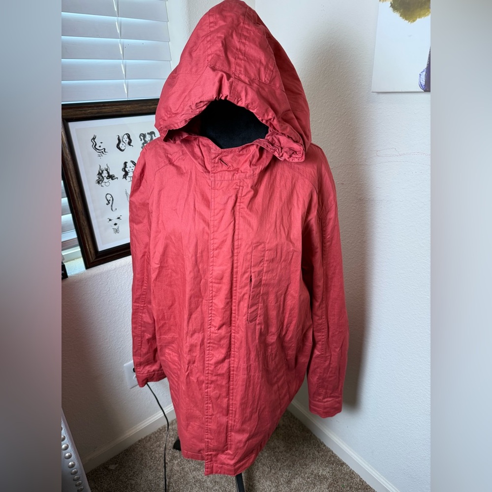 DOCKERS Men’s Red Hooded Anorak Windbreaker Outdoor Camping Jacket